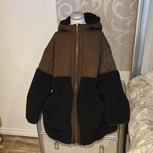 RD Style Brown and Black Quilted Jacket